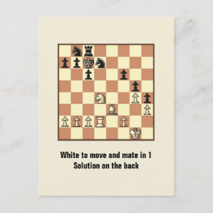 Chess Mate in 1 Puzzle #3 vycard Vykort