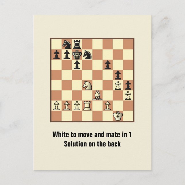 Chess Mate in 1 Puzzle #3 vycard Vykort (Framsida)