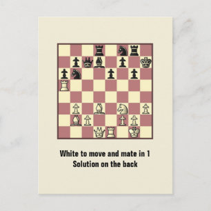 Chess Mate in 1 Puzzle #4 vycard Vykort