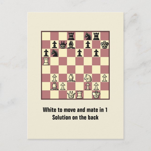 Chess Mate in 1 Puzzle #4 vycard Vykort (Framsida)
