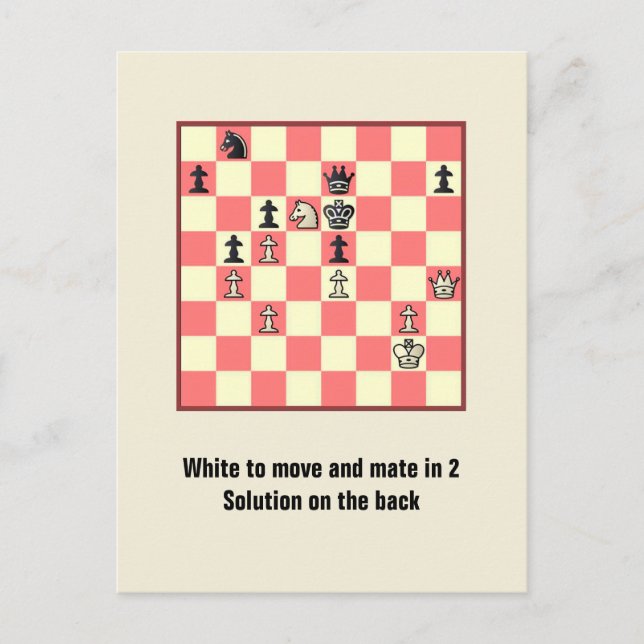 Chess Mate in 2 Puzzle #4 vycard Vykort (Framsida)