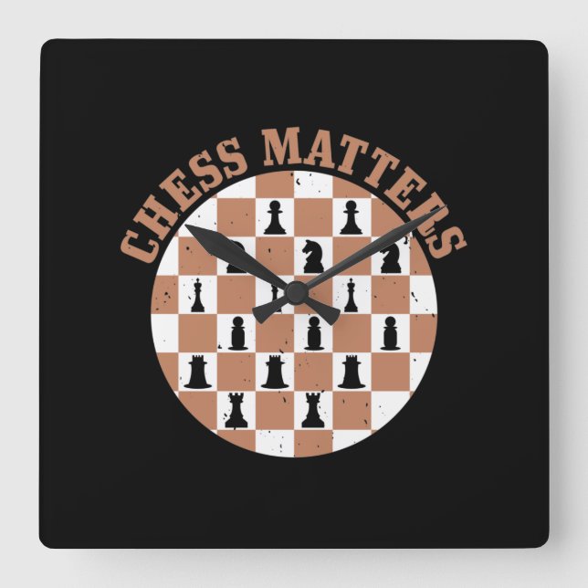 Chess Matters Fyrkantig Klocka (Framsida)
