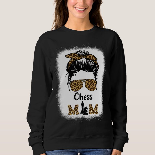 Chess Mom Bleached Leopard Print Women Chess T Shirt (Framsida)