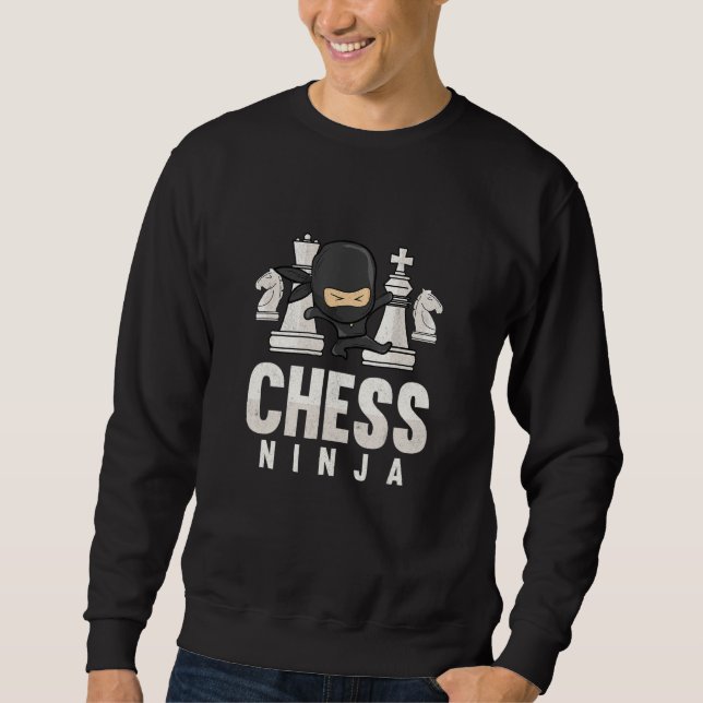 Chess Ninja Funny Chess Kids Chess Player Bo Lång Ärmad Tröja (Framsida)