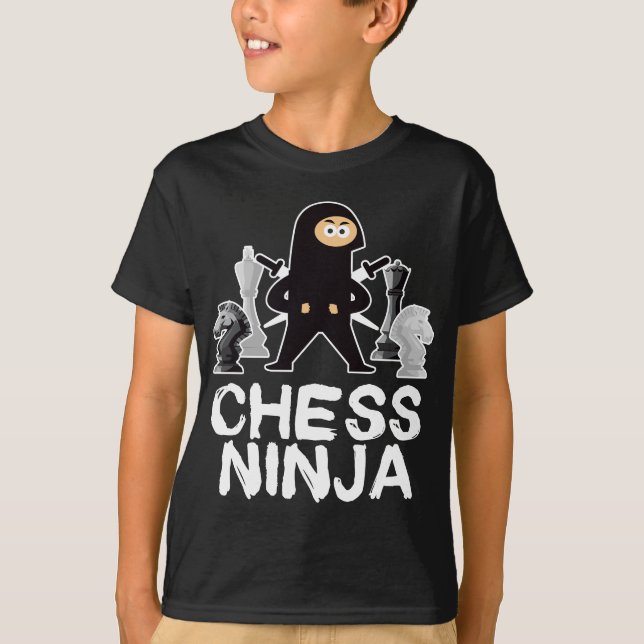 Chess Ninja Geek Board Game Master Checkmate T Shirt (Framsida)