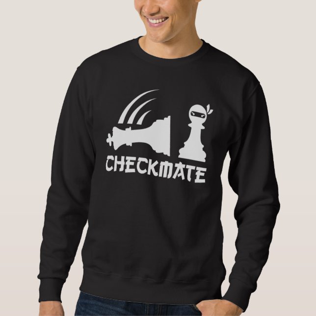 Chess Ninja Master Checkmate Funny Graphic Lång Ärmad Tröja (Framsida)