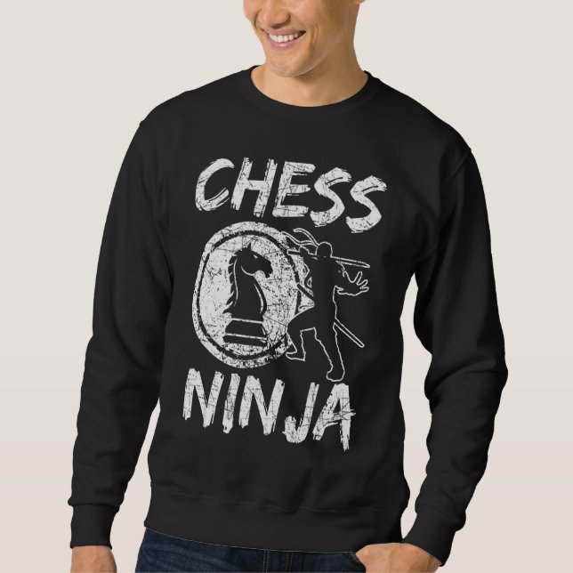 Chess Ninja säger Lång Ärmad Tröja (Framsida)