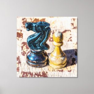 Chess Pawn och Knight - Veterans Canvastryck