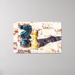 Chess Pawn och Knight - Veterans Canvastryck