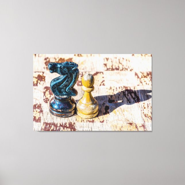 Chess Pawn och Knight - Veterans Canvastryck (Framsida)