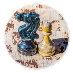 Chess Pawn och Knight - Veterans Knopp