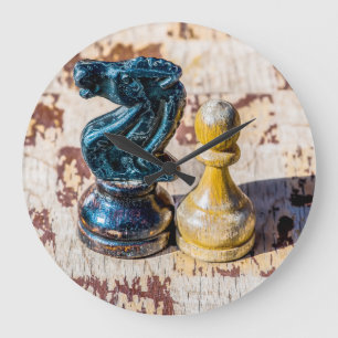 Chess Pawn och Knight - Veterans Stor Klocka
