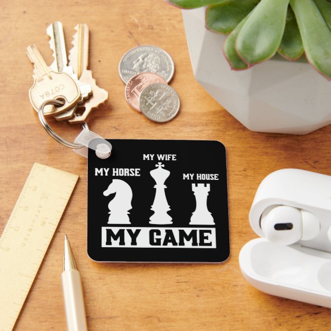 Chess Pieces My Game Chess Gift Idea Nyckelring (Skrivbord)