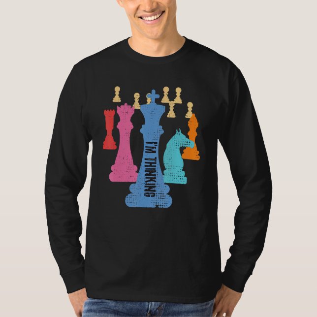 Chess Pieces s I m Thinking s  Grand Master T Shirt (Framsida)