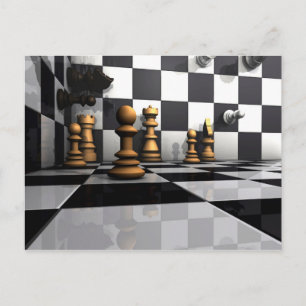 Chess Play Kung Vykort