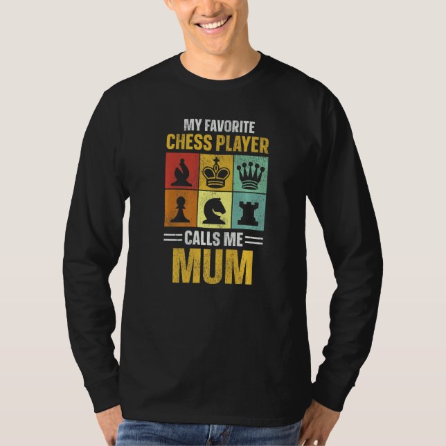 Chess Player Biet Mamma Mor drottning Retro Min fa T Shirt (Framsida)