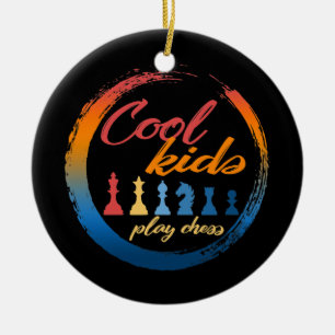 Chess Player Coola Kids Play Chess Board Game Julgransprydnad Keramik