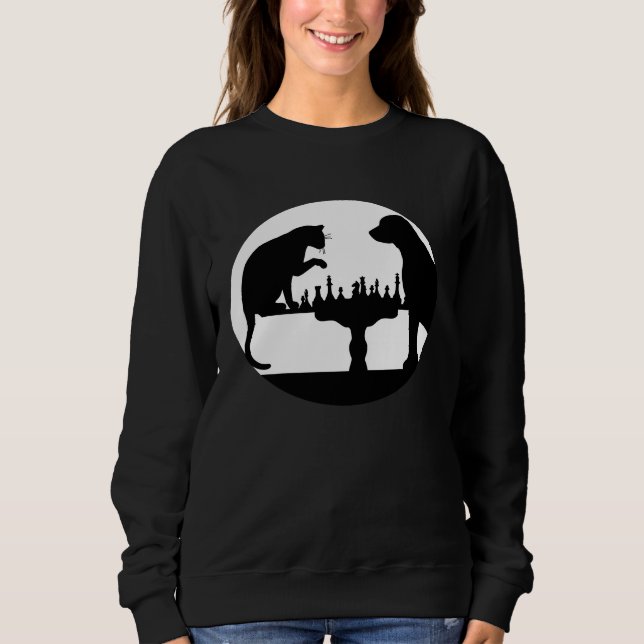 Chess Player  Dog Cat Chess Motif T Shirt (Framsida)