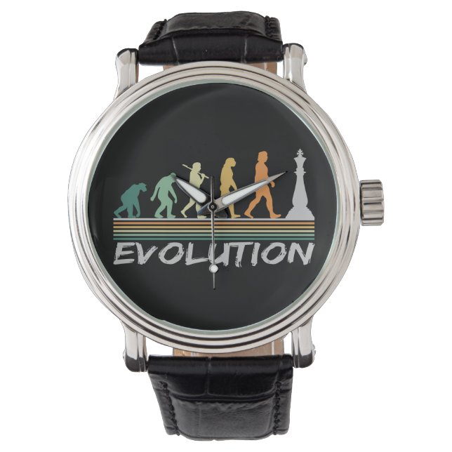 Chess player Evolution Retro Funny Gift for Man Armbandsur (Framsida)