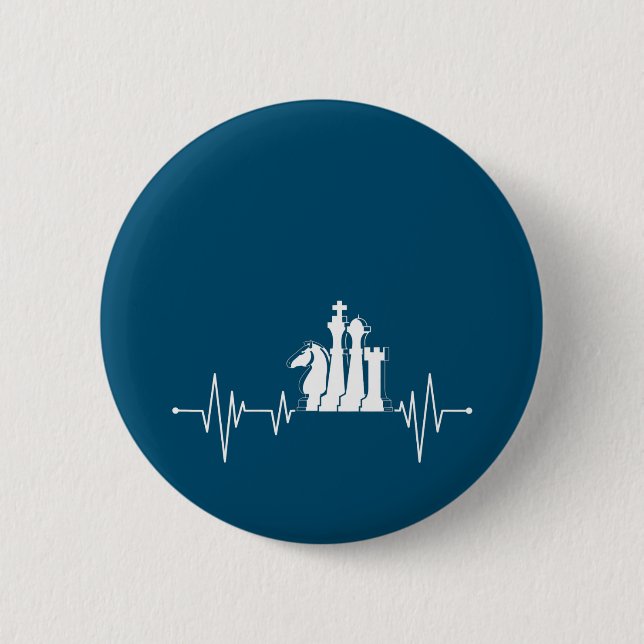 Chess Player Gift Idea Chess Delar Heartslag Knapp (Framsida)