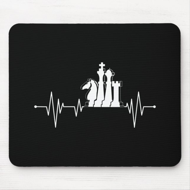 Chess Player Gift Idea Chess Delar Heartslag Musmatta (Framsidan)