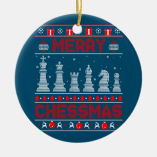 Chess Player Merry Chessmas jul Ugly Sweater Julgransprydnad Keramik