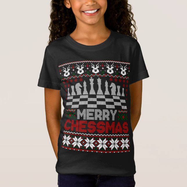 Chess Player Merry Chessmas jul Ugly Sweater T Shirt (Framsida)