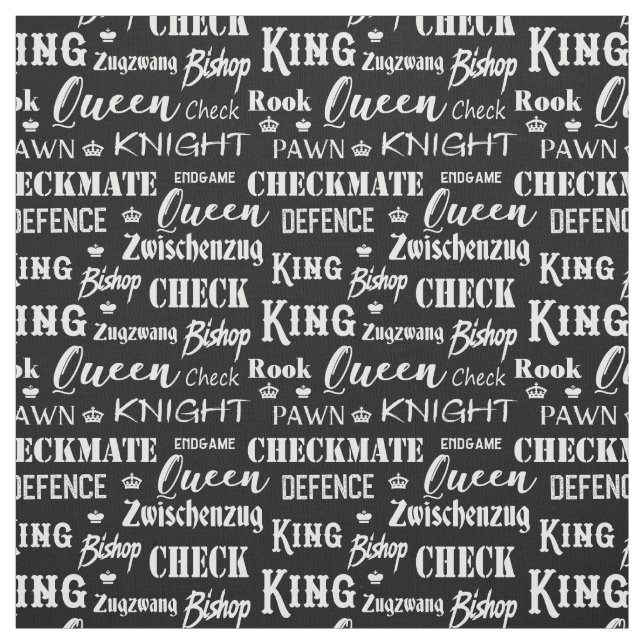 Chess Player Monokrome Chess Delar Mönster Tyg (Provkarta)