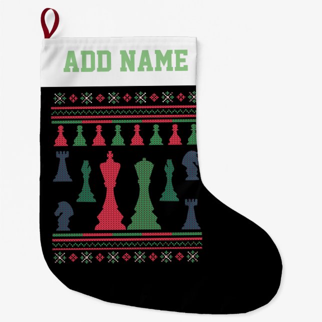 Chess Player Ugly jul Sweater Stor Julstrumpa (Framsidan)