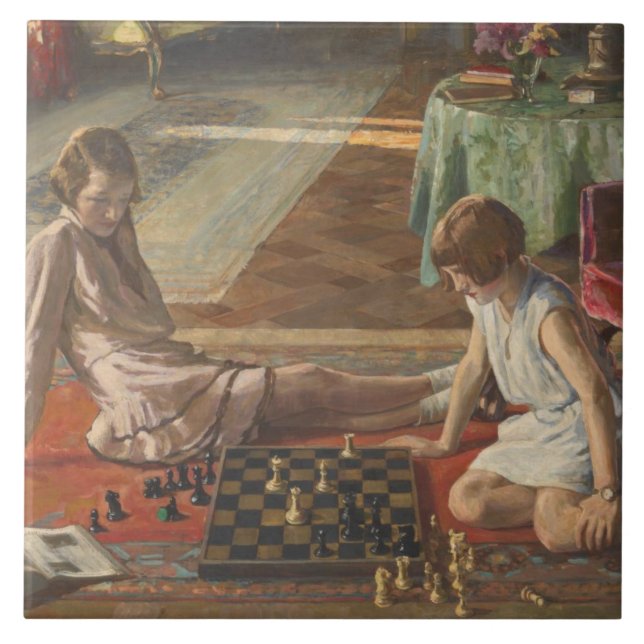 Chess Players (av John Lavery) Kakelplatta (Framsidan)