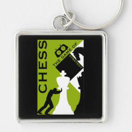 Chess Players Fyrkantig Silverfärgad Nyckelring