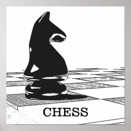 Chess poster med den svarta riddaren biet