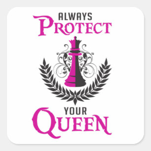 Chess Queen Chess Board Checkmate Board Funny Gift Fyrkantigt Klistermärke