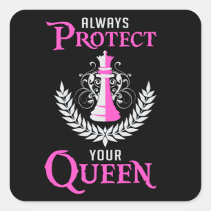 Chess Queen Chess Board Checkmate Board Game Gift Fyrkantigt Klistermärke