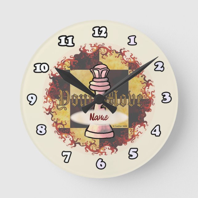 Chess Queen Clock Rund Klocka (Framsida)