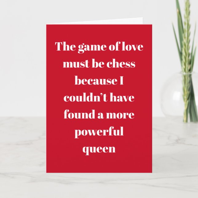 Chess Queen Typography Valentine Day Helgkort (Framsida)