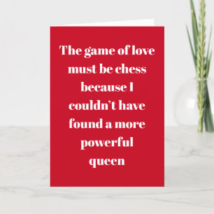 Chess Queen Typography Valentine Day Helgkort