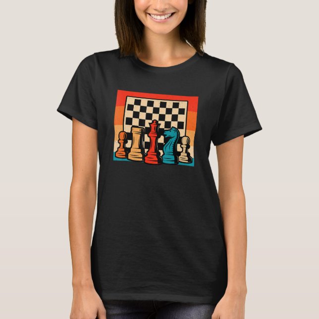 Chess Retro Graphic Chess Player Checkmate Board G T Shirt (Framsida)