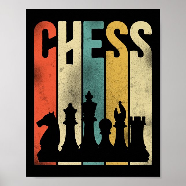 Chess Retro Player Chess Biet Vintage Retro Poster (Framsidan)
