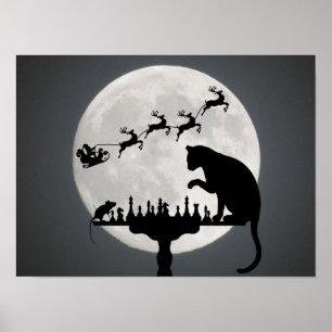 Chess Santa Full Moon Cat and Mouse Game-jul Poster