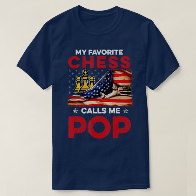Chess Shirt My Favorite People kallar mig Pop T (Design framsida)