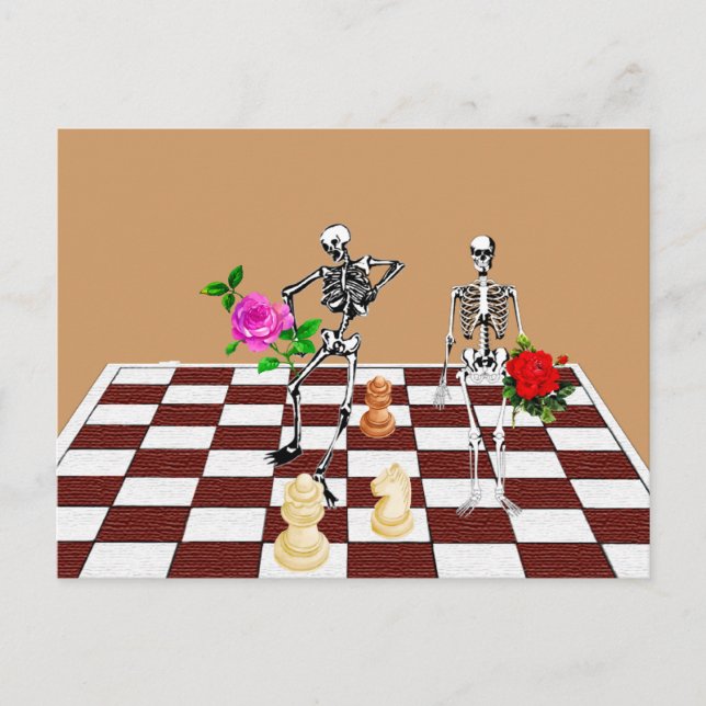 Chess Skeletons Vykort (Framsida)