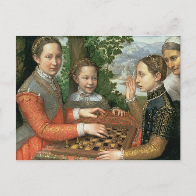 Chess-spel, 1555 vykort (Framsida)