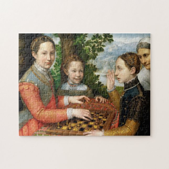 Chess spel av Sofonisba Anguissola - Circa 1555 Pussel (Horisontell)