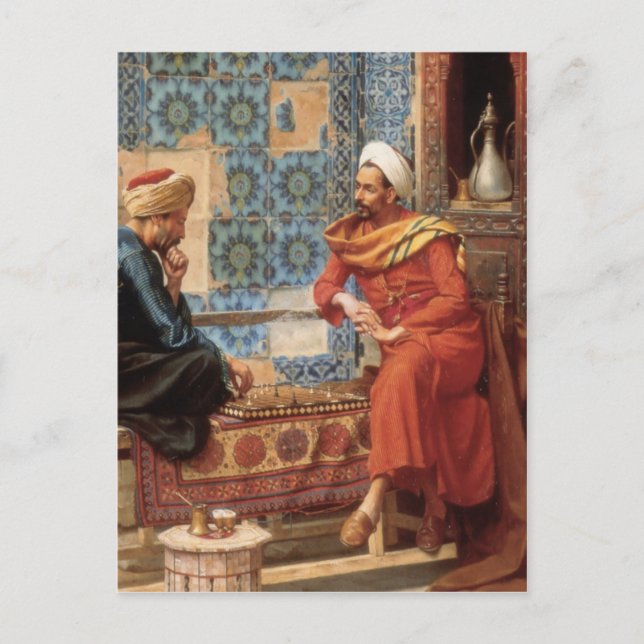 Chess-spel i detaljerat vykort (Framsida)