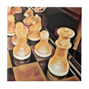 Chess-spel Original Abstrakt Art Kakelplatta