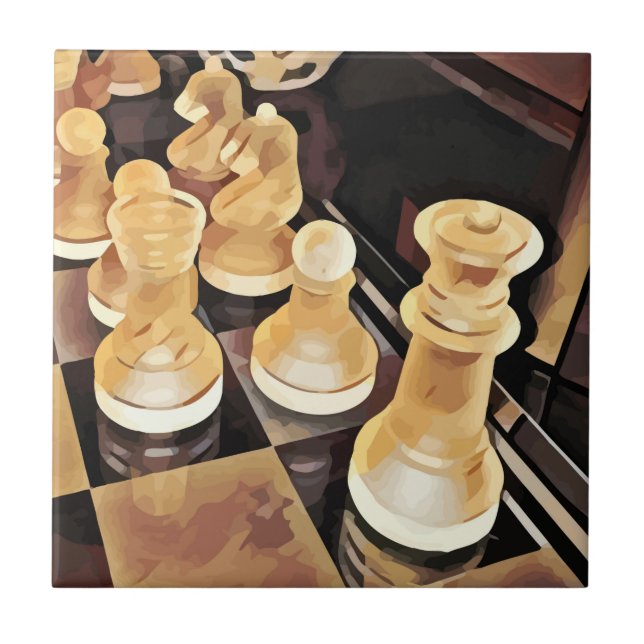 Chess-spel Original Abstrakt Art Kakelplatta (Framsidan)