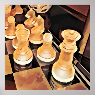 Chess-spel Original Abstrakt Art Poster