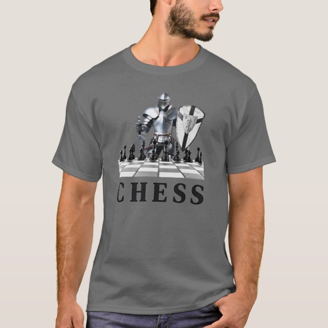 Chess-spel, strategiskt, tänkande framåt, schackma t shirt (Framsida)