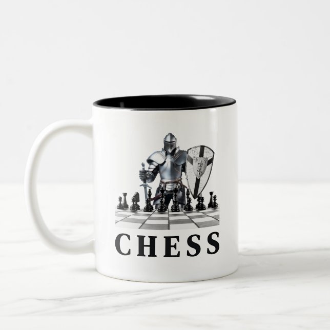 Chess-spel, strategiskt, tänkande framåt, schackma Två-Tonad mugg (Vänster)